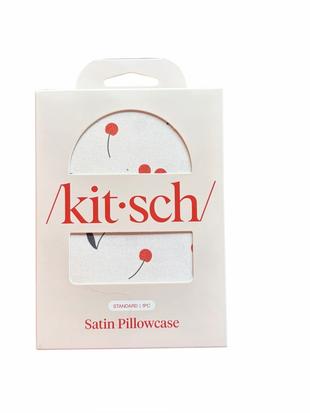 Kitsch Satin Pillowcase with Red Cherry Print